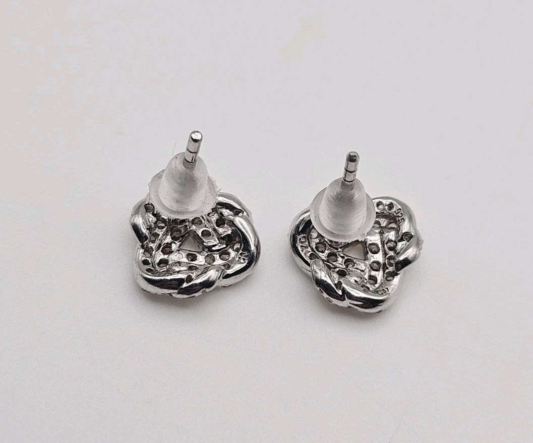 YGI Sterling Silver CZ Celtic Knot Post Back Earrings 9mm