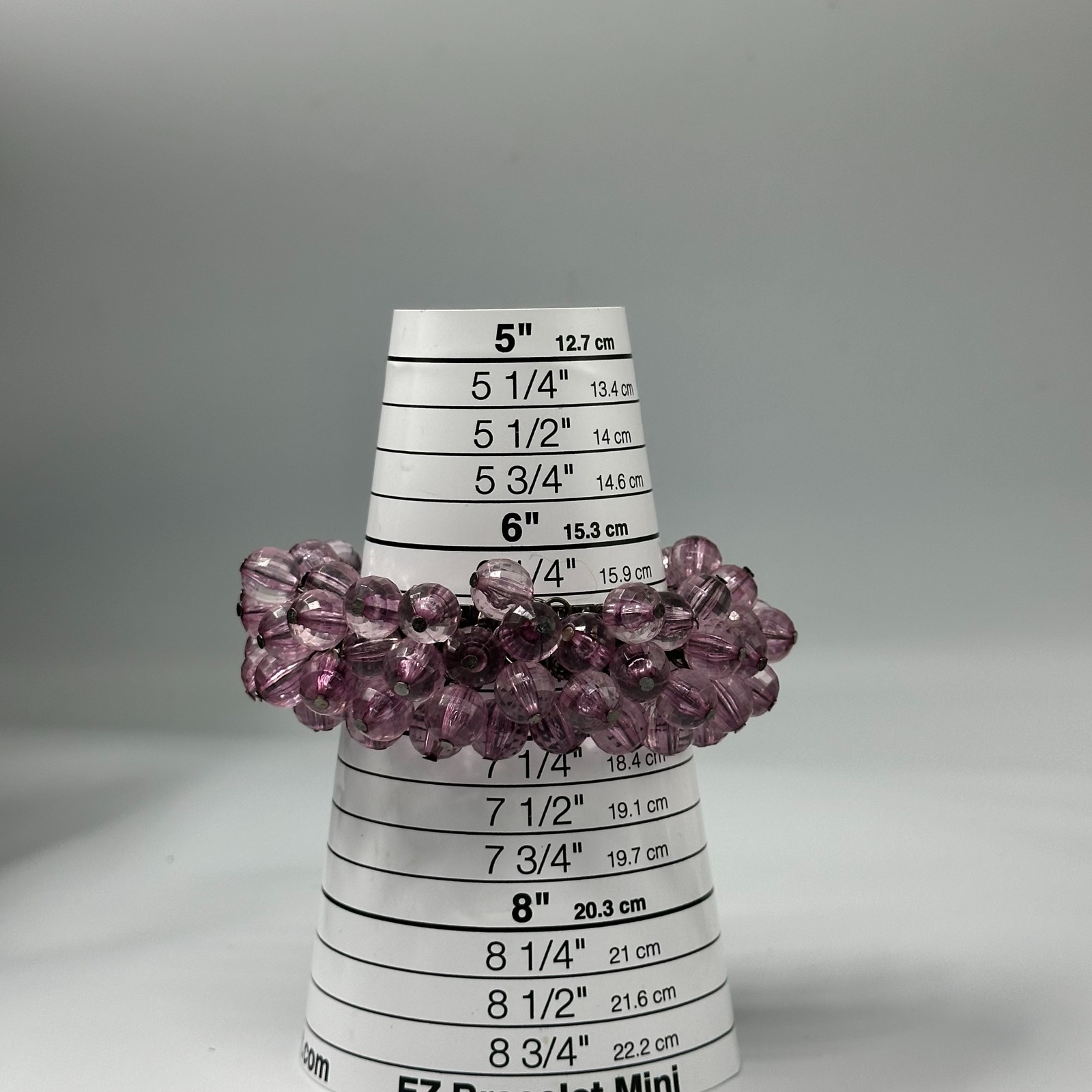 Vintage Cha Cha Expansion Bracelet Purple Faceted Round Beads Silver Tone