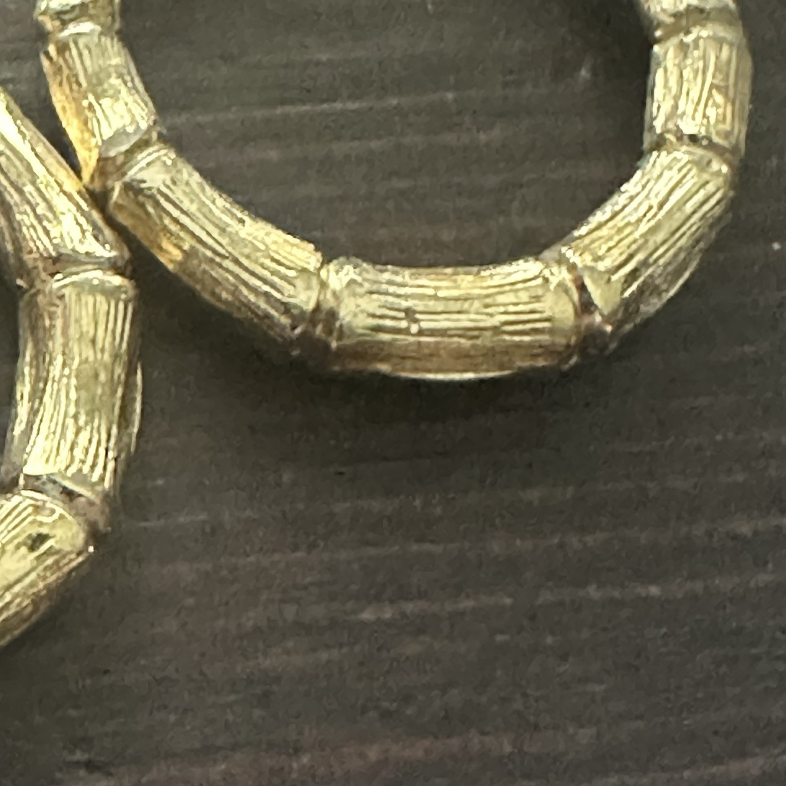 Graduated Bamboo Hoop Earrings Pierced Gold Tone Brass Post Backs