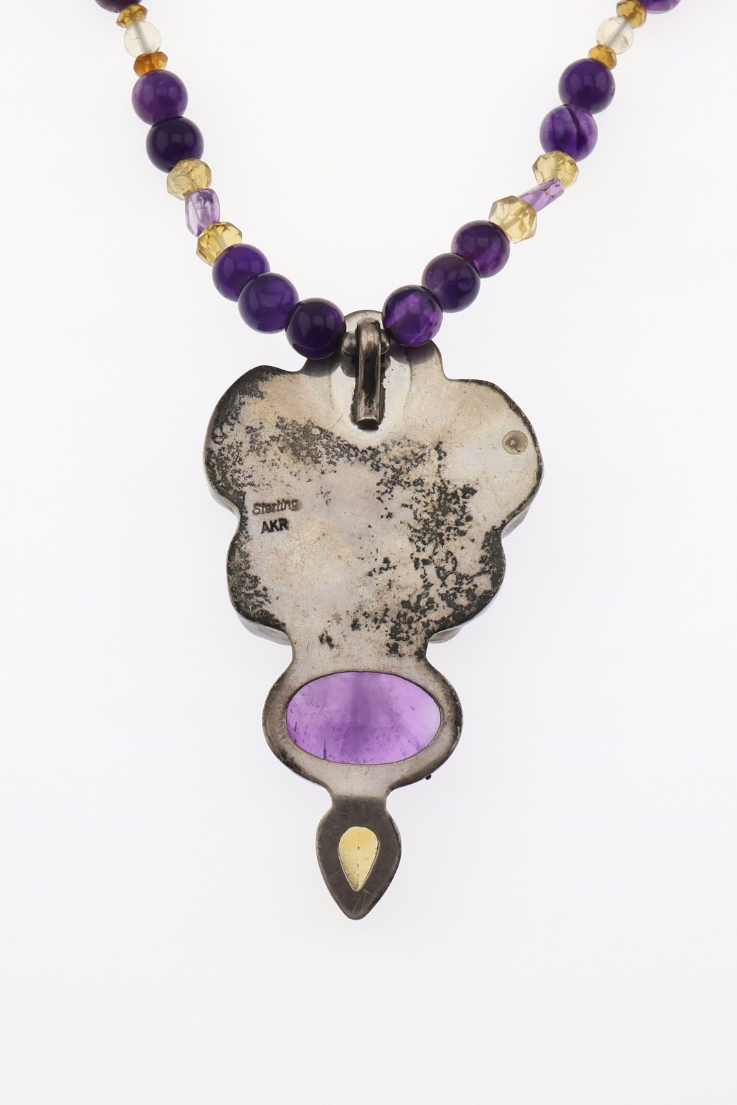 Amy Kahn Russell Sterling Silver Amethyst Citrine Flower Necklace
