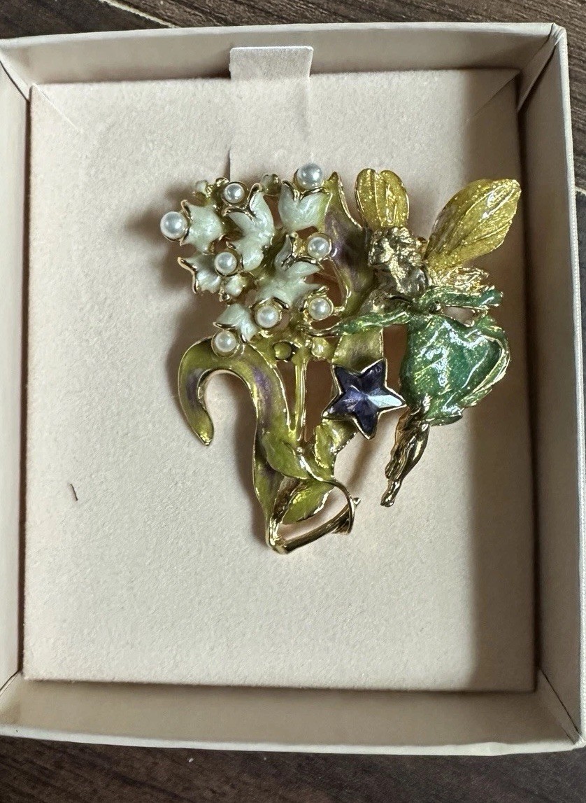 Kirks Folly Fairy Star Enameled Brooch Enameled Pin Jewelry Whimsical Orig Box