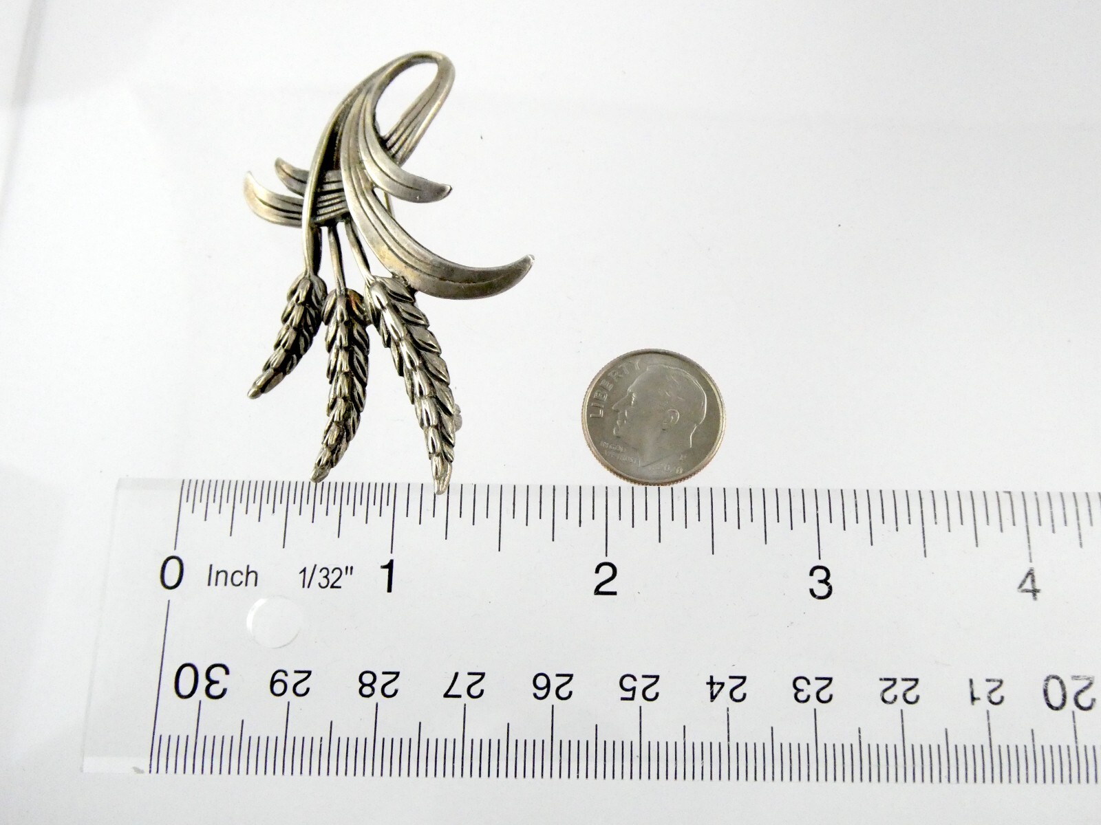 Vintage Danecraft Sterling Silver Wheat Stalks Brooch Pin 925 13.9g 2 3/8 Inches