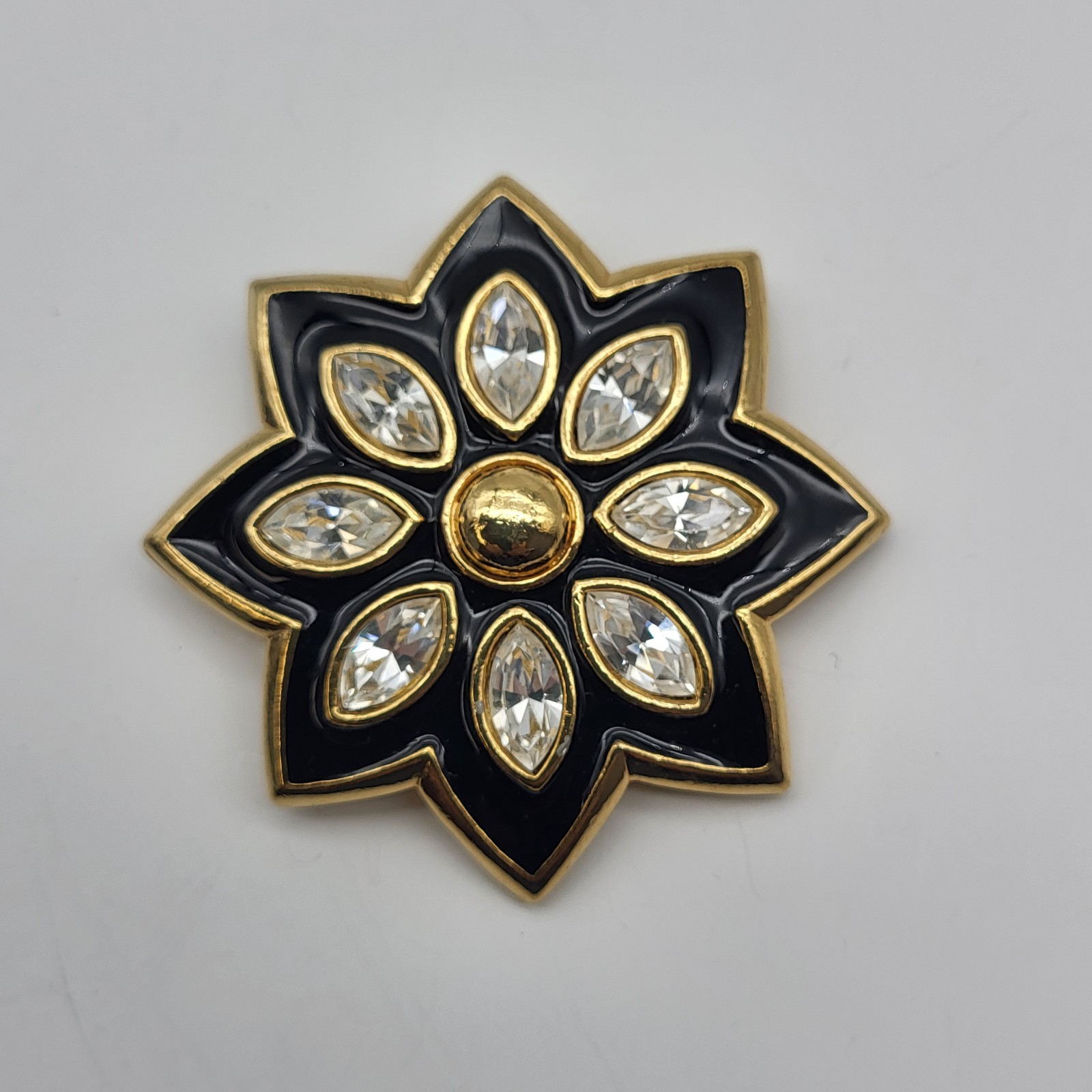 Beautiful bold rhinestone enamel flower burst brooch pin elegant formal Mother