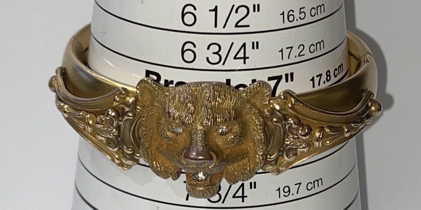 PROVIDENCE STOCK CO. CA. 1908 LION’S HEAD VICTORIAN GOLD FILLED BRACELET-7”WRIST