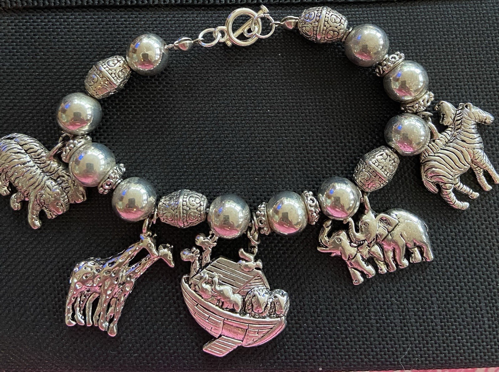 Charm Bracelet-Noah’s Ark Theme -Silver toggle Closure 7.5”
