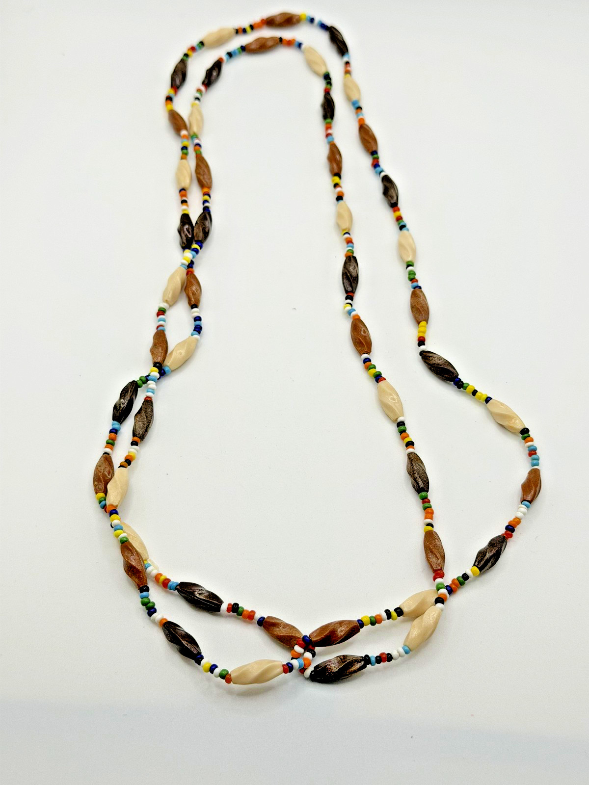MULTICOLOR PLASTIC BEADED STATEMENT NECKLACE WOMENS LONG BOHO JEWELRY