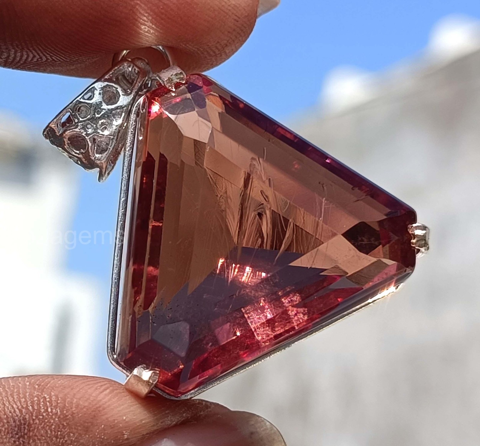 89.70 Ct Color-Change Alexandrite Pendant | Fancy Cut 39x29mm + 925 Chain 5SDR