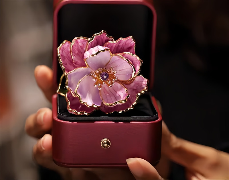 Purple Peony Flower Shape Brooch, Haute Deluxe Custom Collection Brooch