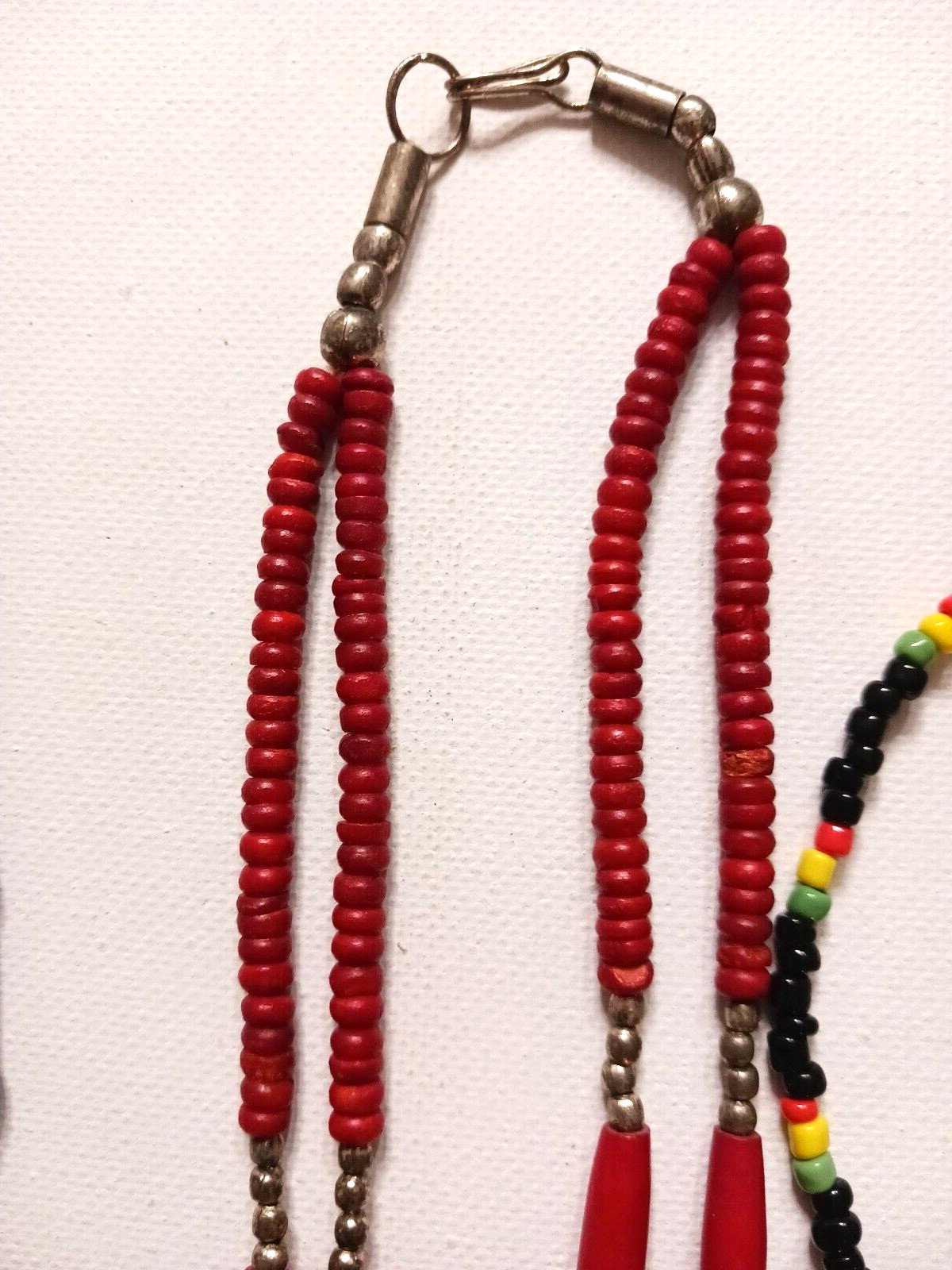 Metal beads and other shell + stone odd beads. Vintage necklaces. Lot of 8