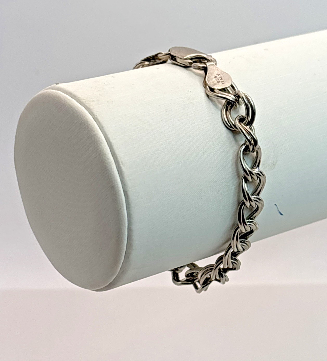 .925 Sterling Silver 8.25mm Double Link Chain 7.25″ Starter Charm Bracelet