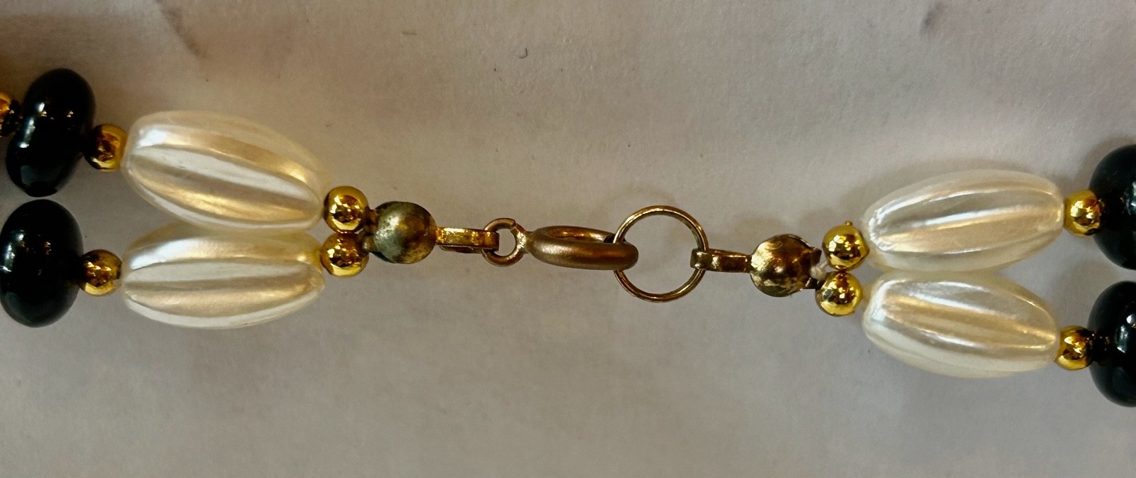 Vintage Black, Ivory and Gold Necklace