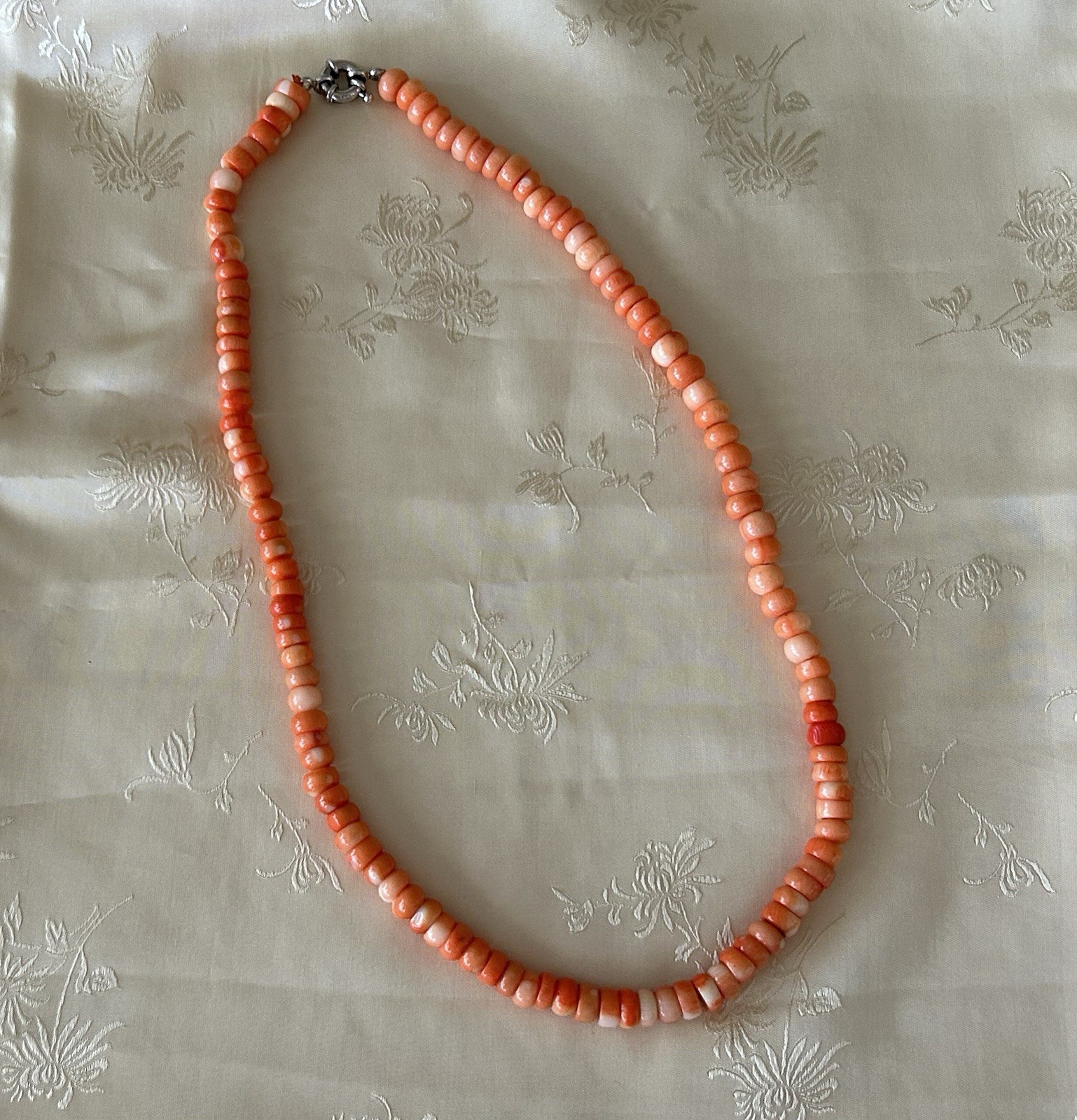 Vintage Natural Mediterranean Coral Necklace 113 Rondelle Beads 9-10mm 25”