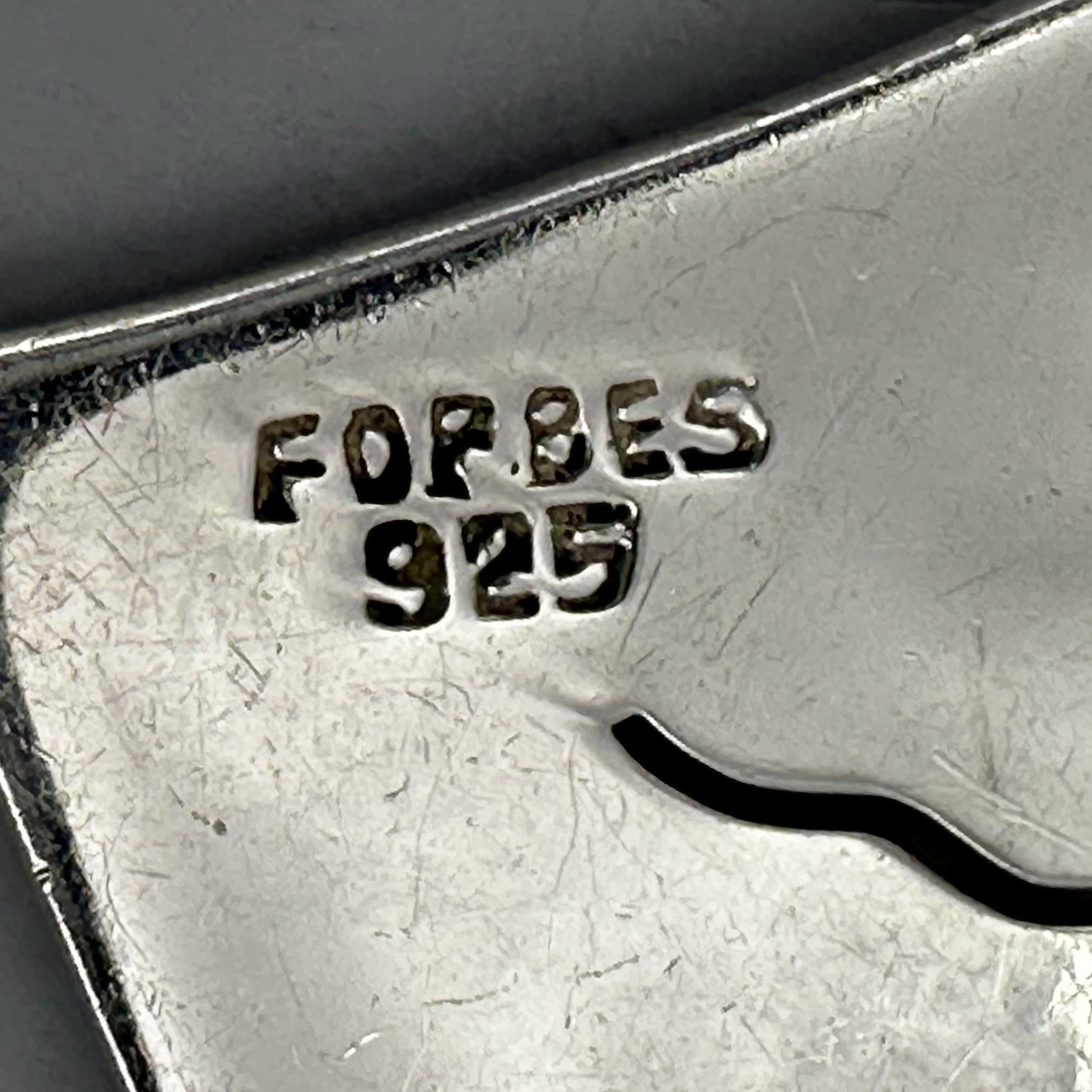 Rustic Stamped Heart Brooch Designer Signed Forbes 925 Sterling Silver Cutout