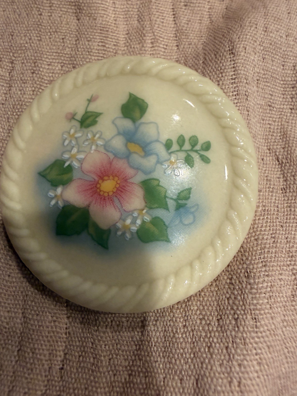 Vintage Porcelain Avon Spring Bouquet Pink & Blue Flowers Floral Brooch 1.75”