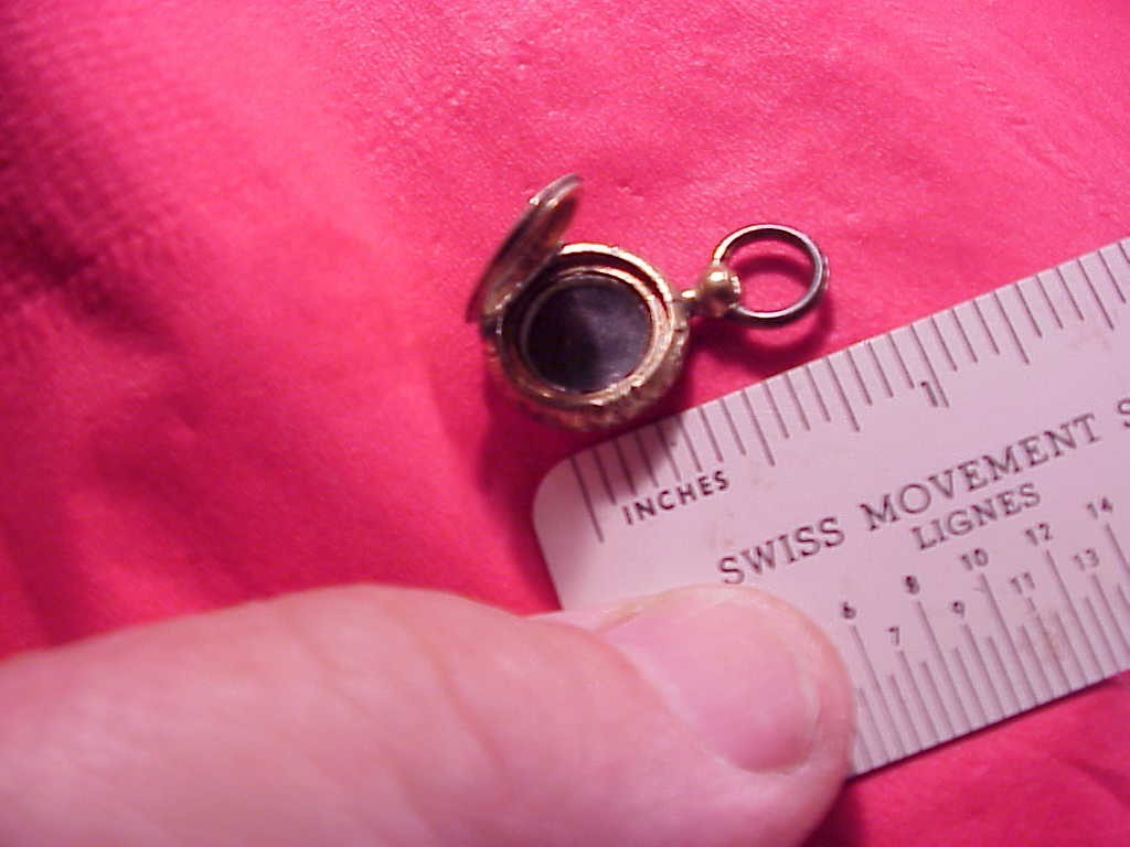 Antique TINY 1/2 INCH Vintage Victorian Small Gold Filled Hair Mourning Locket