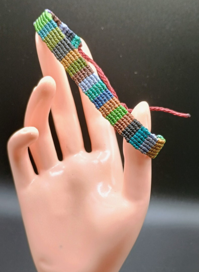Multicolor Macramé Thread Bracelet Andean Craftsmanship Cusco
