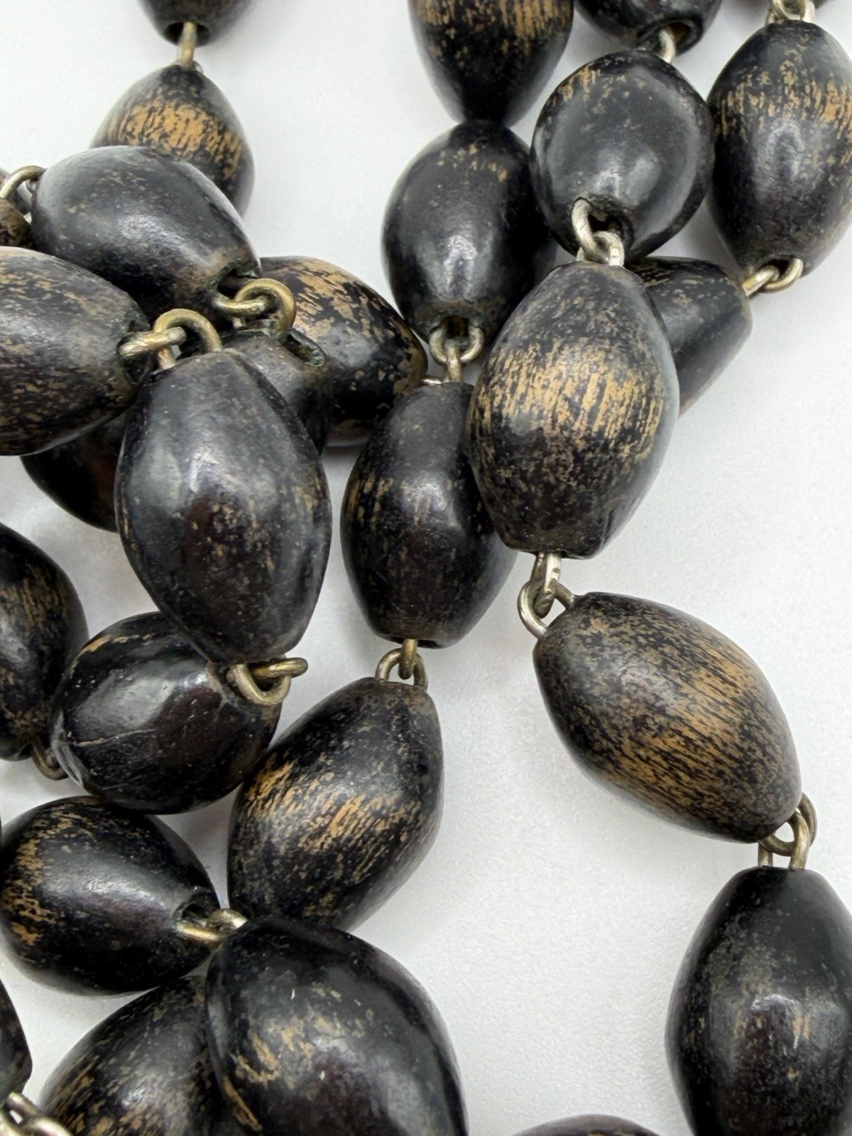 VINTAGE ITALY SILVER WOOD TYPE ROSERY ESTATE JEWELRY