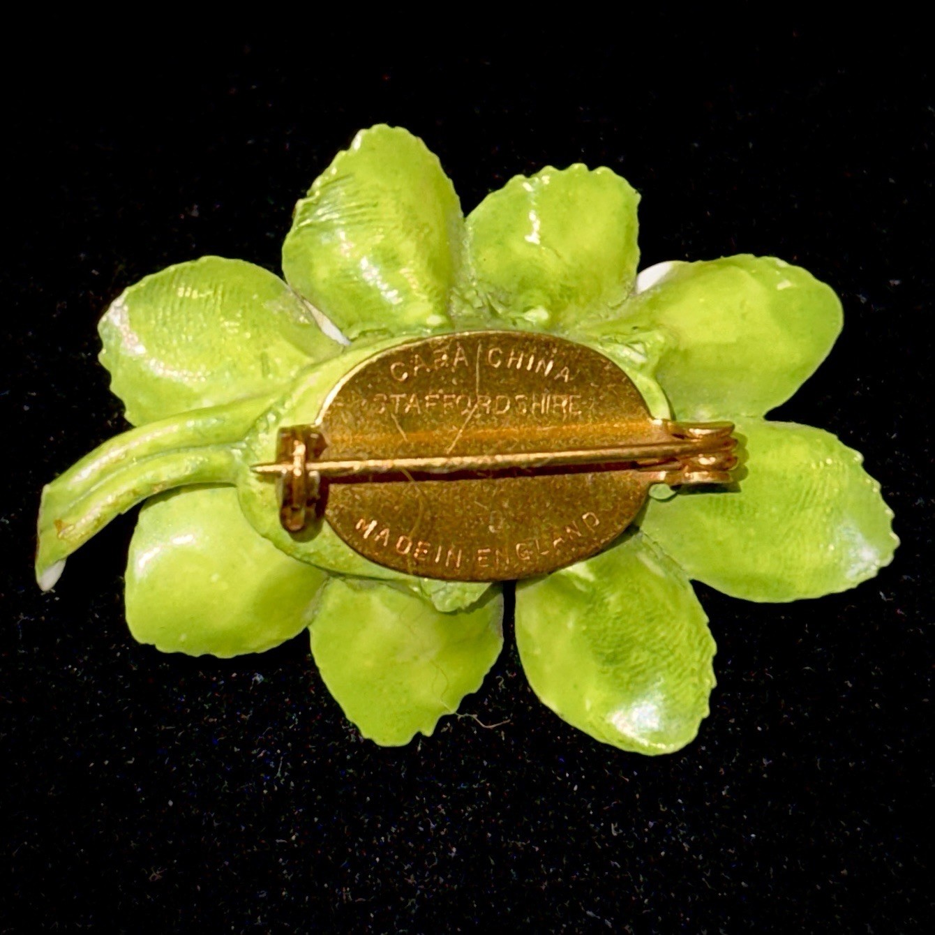 Cara Staffordshire Floral Brooch-1930s English Bone China Porcelain