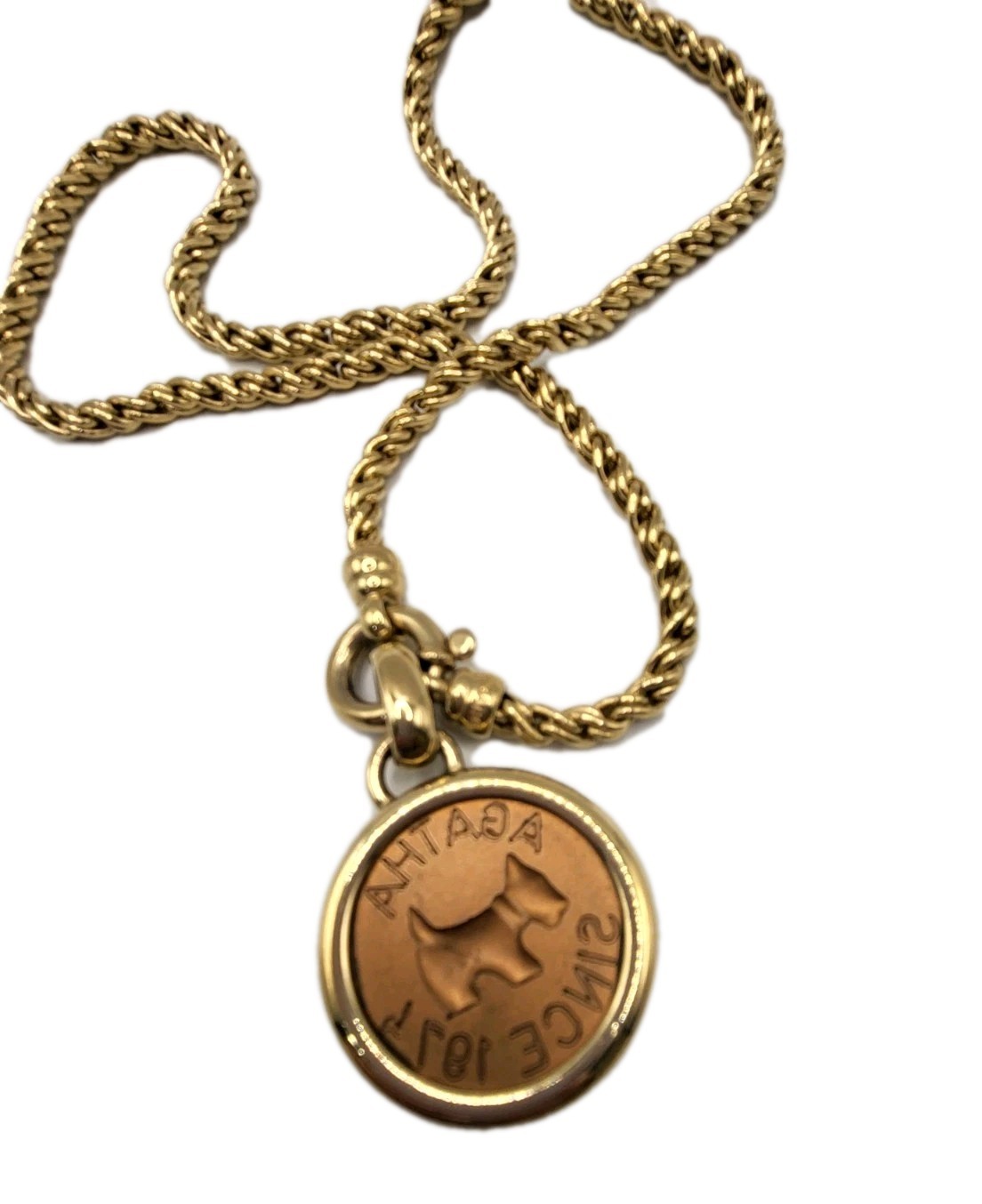 AGATHA PARIS 1974 Heavy Couture Scottie Terrier Dog Pendant Convertible Necklace