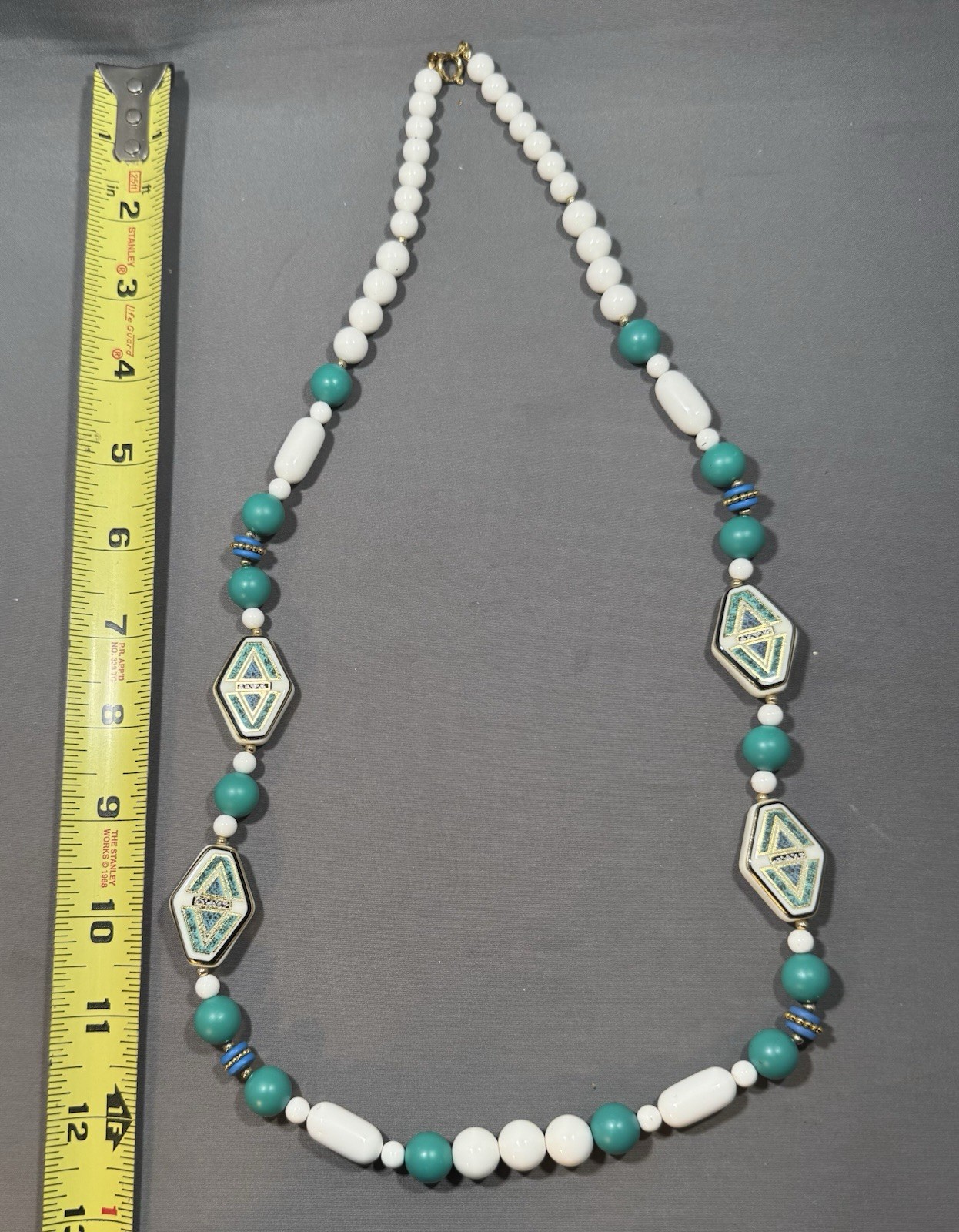 Vintage Southwestern Necklace and Clip Earrings Set, Turquoise Style, Japan