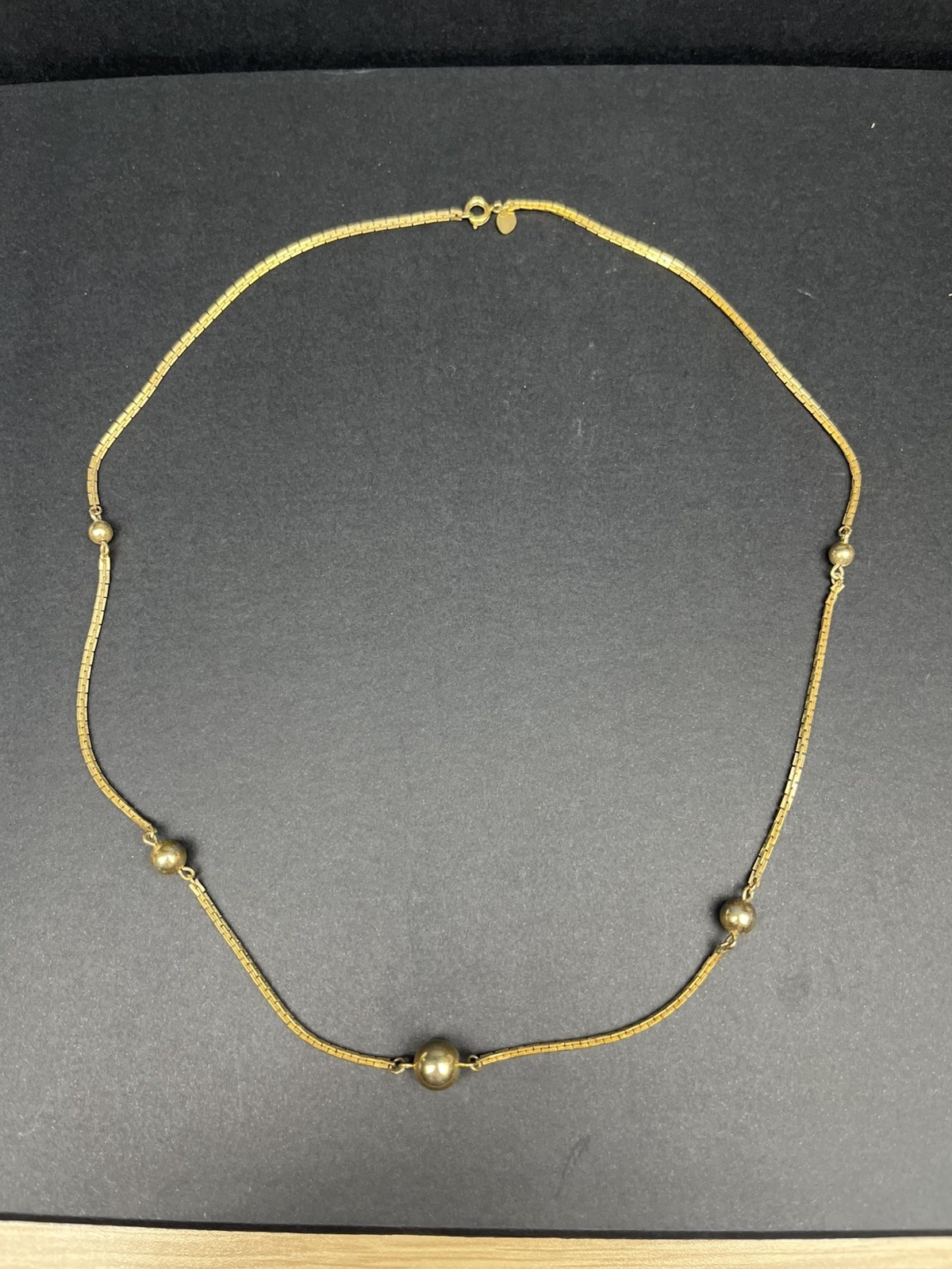 Vintage Avon Gold-Tone Necklace with Bead Accents – 25.5” Classic Box Chain
