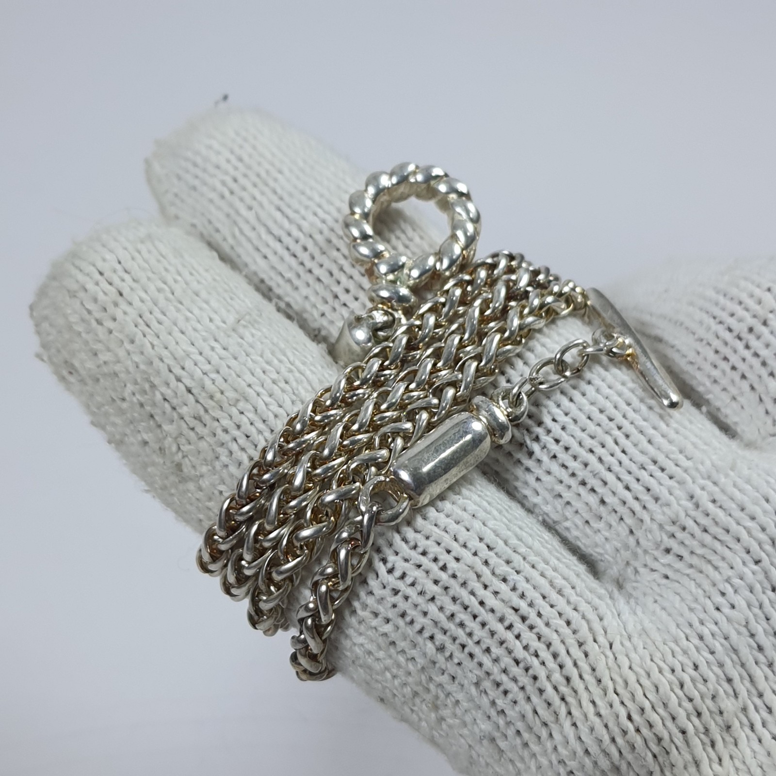 Vintage Spiga Wheat Chain Necklace Silver Tone Toggle Clasp 52cm Heavy Link