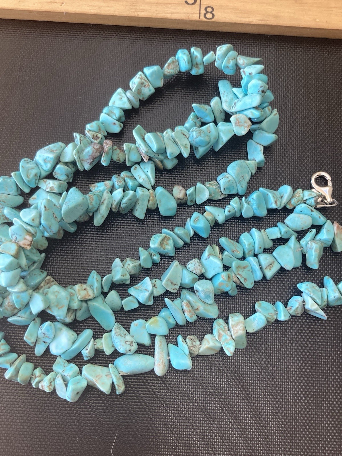 Blue Stone Statement Necklace 17″ Turquoise Sterling Chucky Southwestern ATI 925