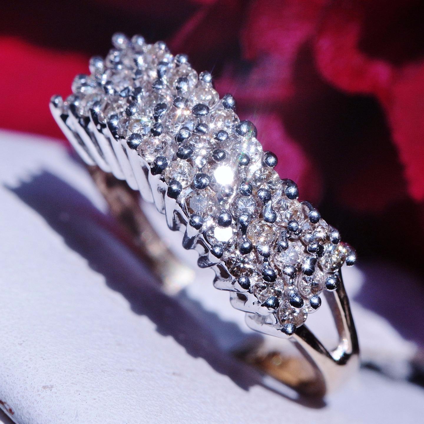 14k yellow gold ring 0.50ct natural diamond cocktail 2.85gr handmade size 5. 5