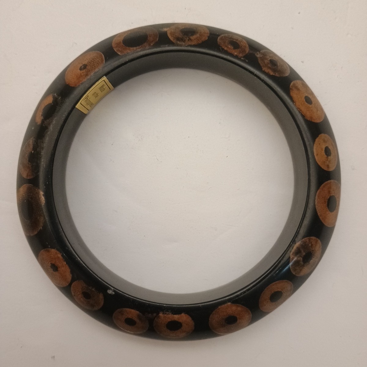 Vintage Bangle Bracelet Bamboo Circles Lucite Knife Edge Made In Philippines