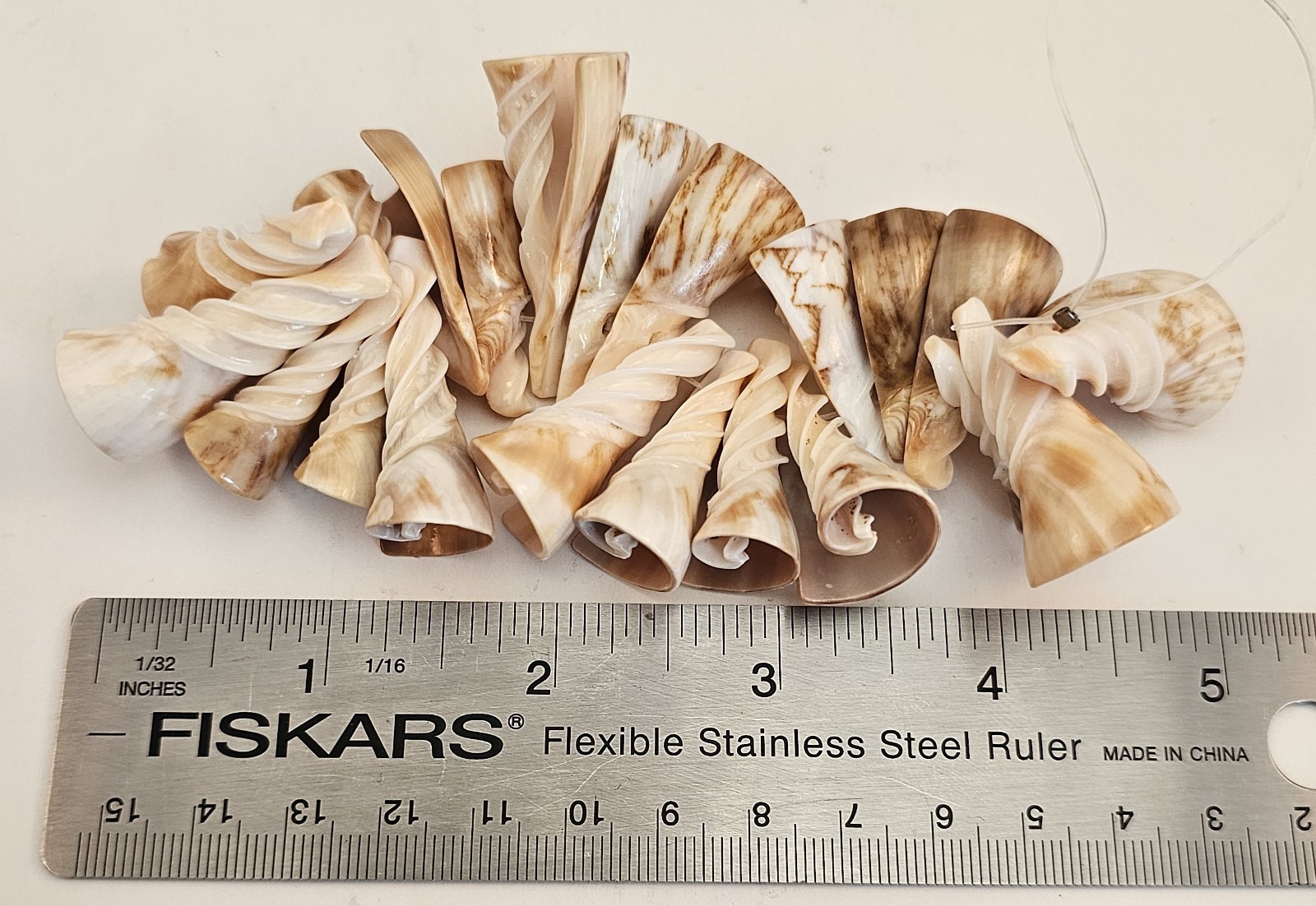 Strand of 20 – Vintage Gorgeous Conical Natural Shell Pendants – 1″ – 1 1/2″