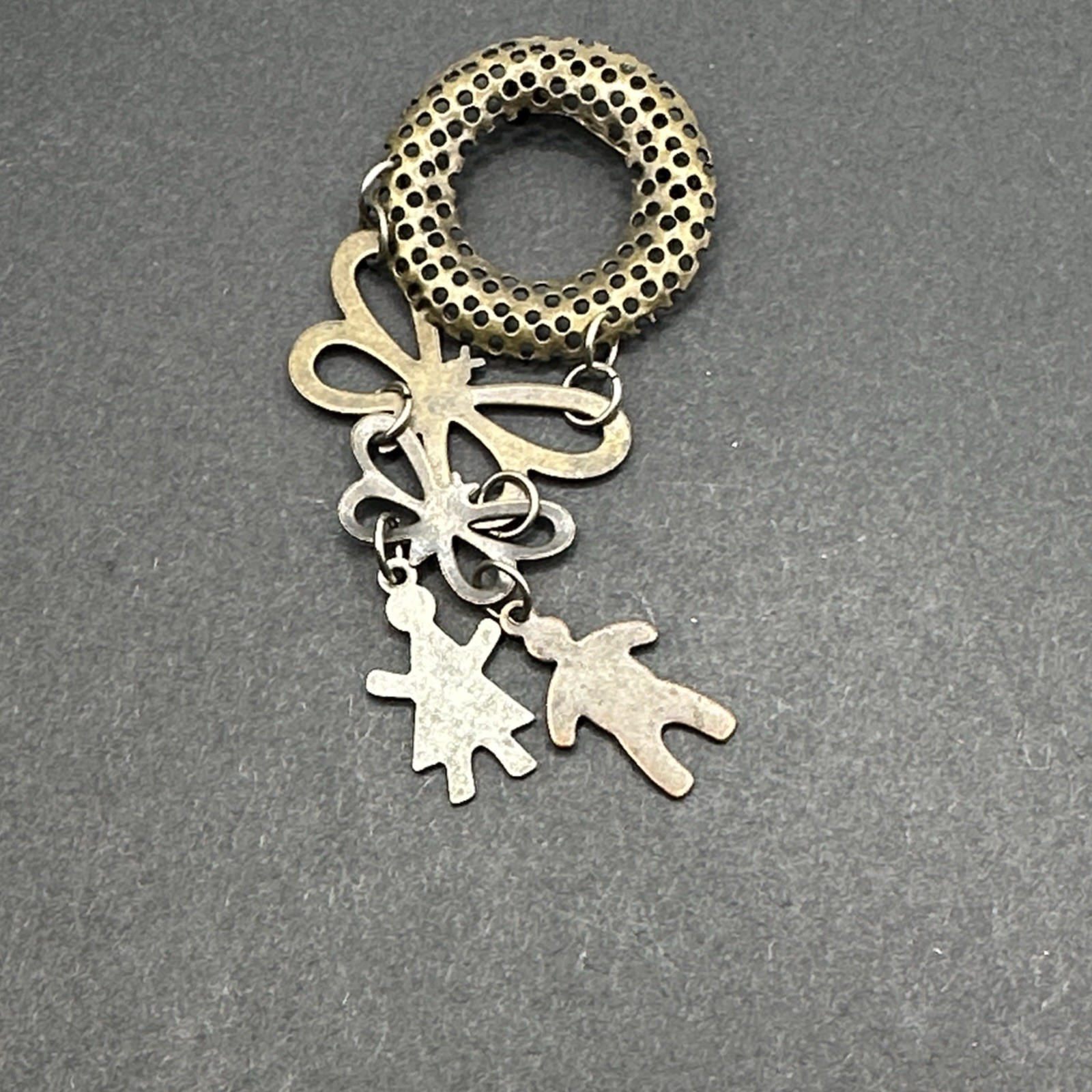 Vintage Dangling Butterfly And People Brooch Pin J44J