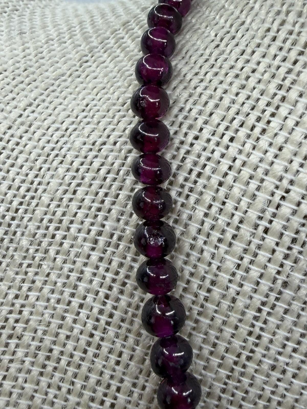 14k Yellow Gold Clasp Deep Dark Purple Amethyst Hand Knotted Strand Necklace