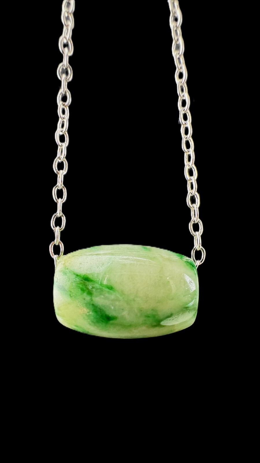 Certified Grade A Burma Jadeite Necklace Transference Bead Design Vivid Green
