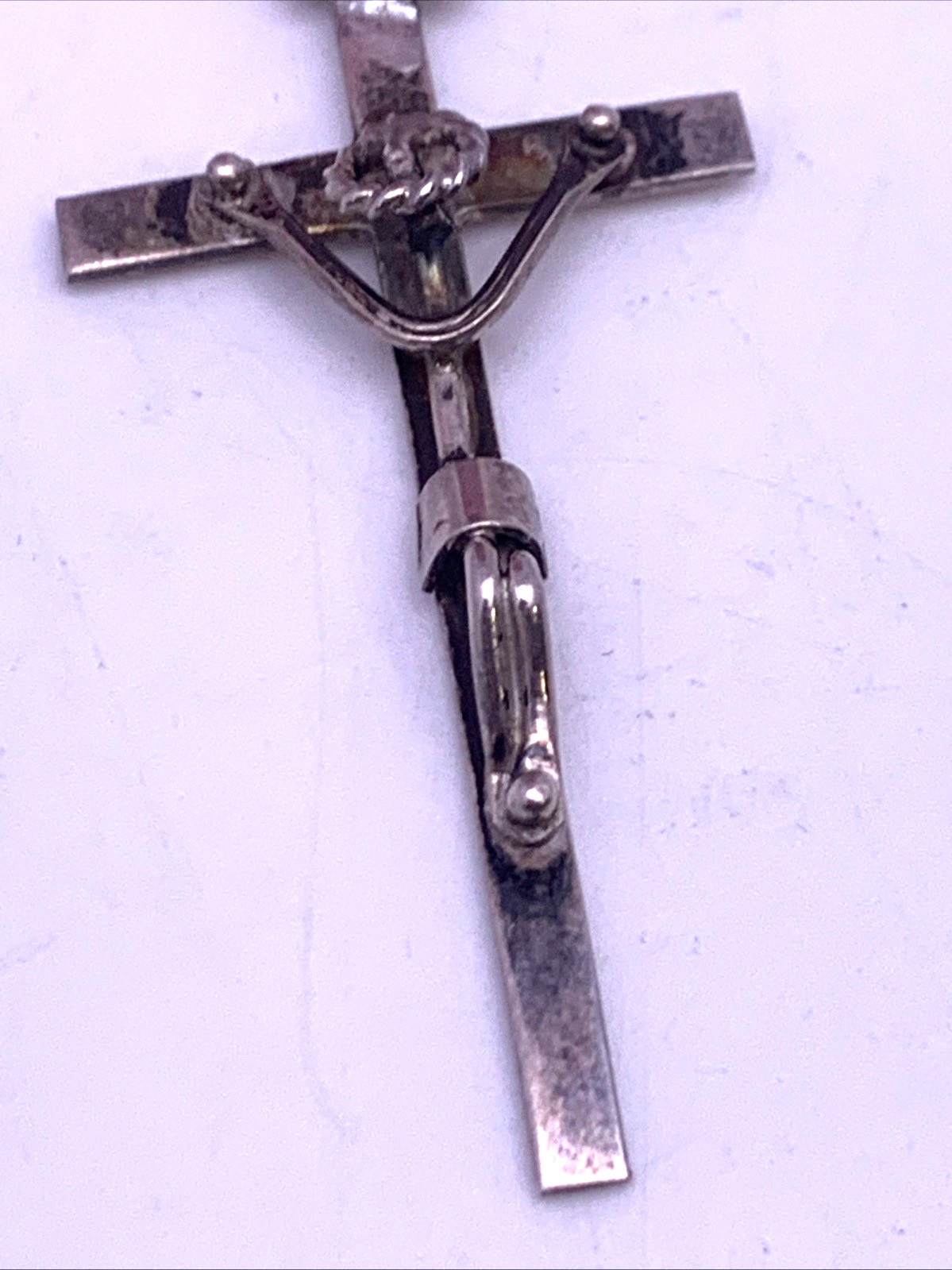 VTG 925 Sterling Silver Crucifix Necklace Italy Jesus Cross Pendant 6.7g