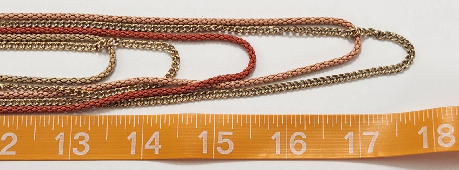 Vtg 5 Layer Chain Necklace Goldtone Peach Orange Business Casual Fashion Retro