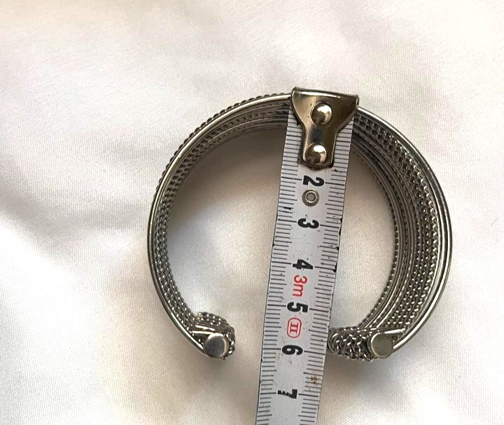 Vintage Cuff Wide Bracelet Chunky Statement Silver Tone