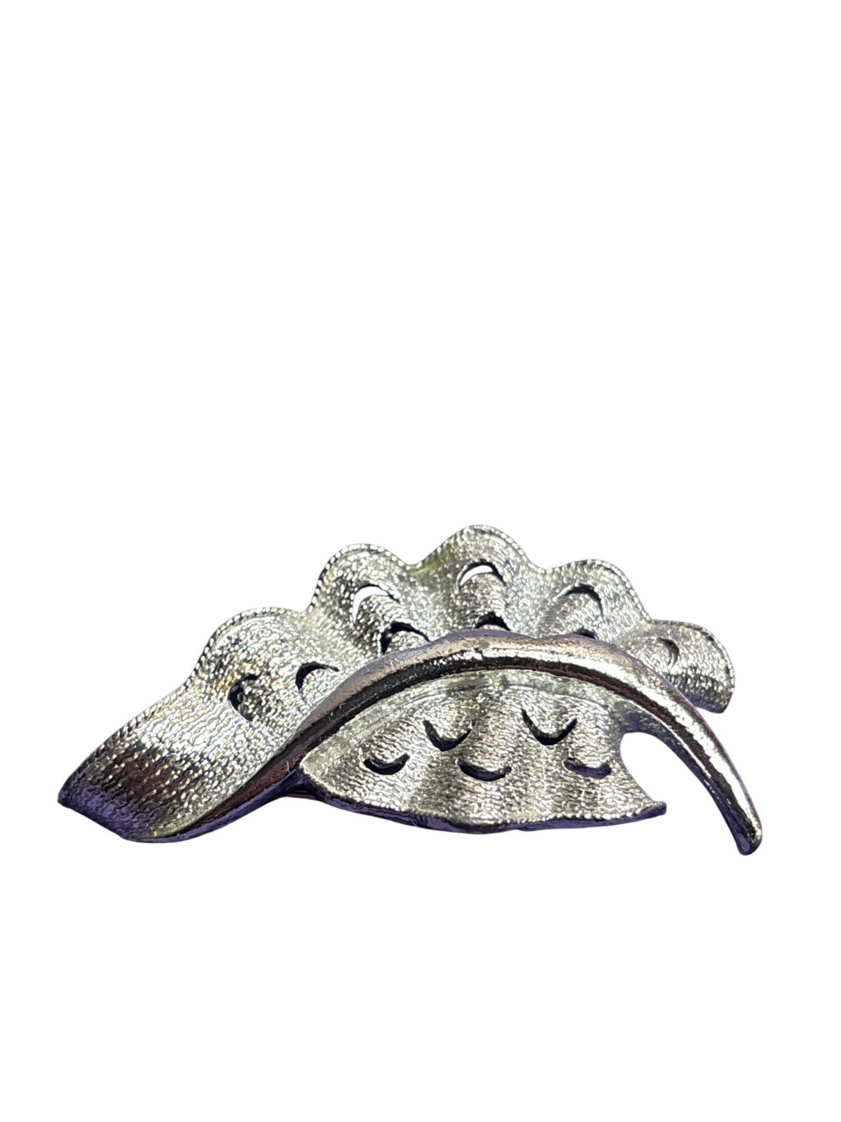 Vintage Silvertone Leaf Brooch 2 3/8 inches Metal Wear