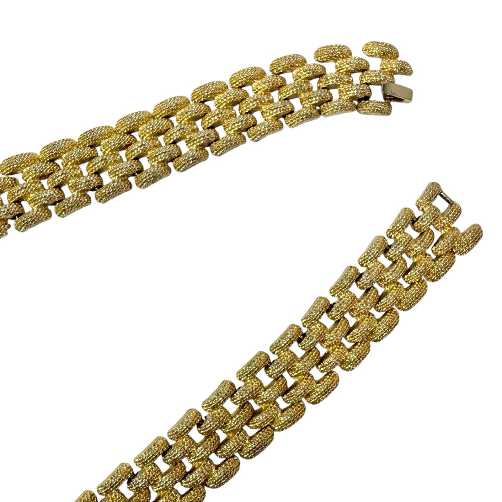 Vtg Gold Tone Collar Necklace Frosted Finish Textured Rectangular Brick Links