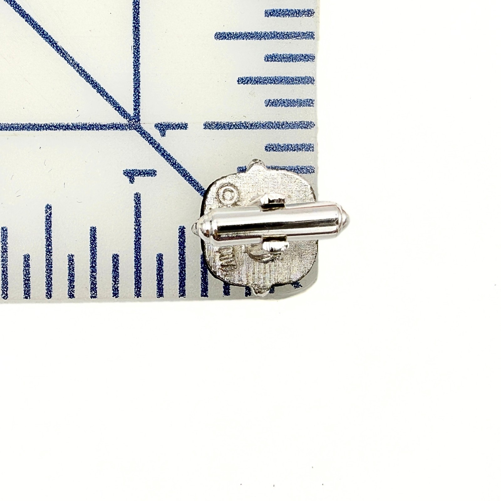 Swank Signed MCM Gray Glass Abstract Geometric Silver Plate Brutalist Cufflinks
