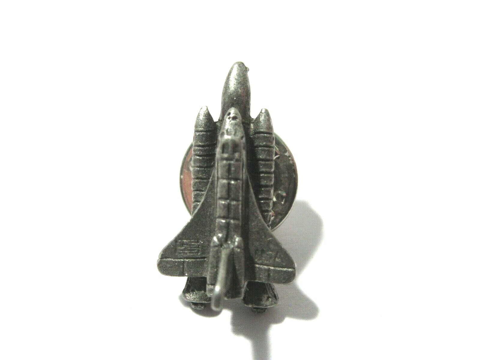 VINTAGE SILVER TONE OR PEWTER SPACE SHUTTLE MEN’S LAPEL PIN OR TIE TACK