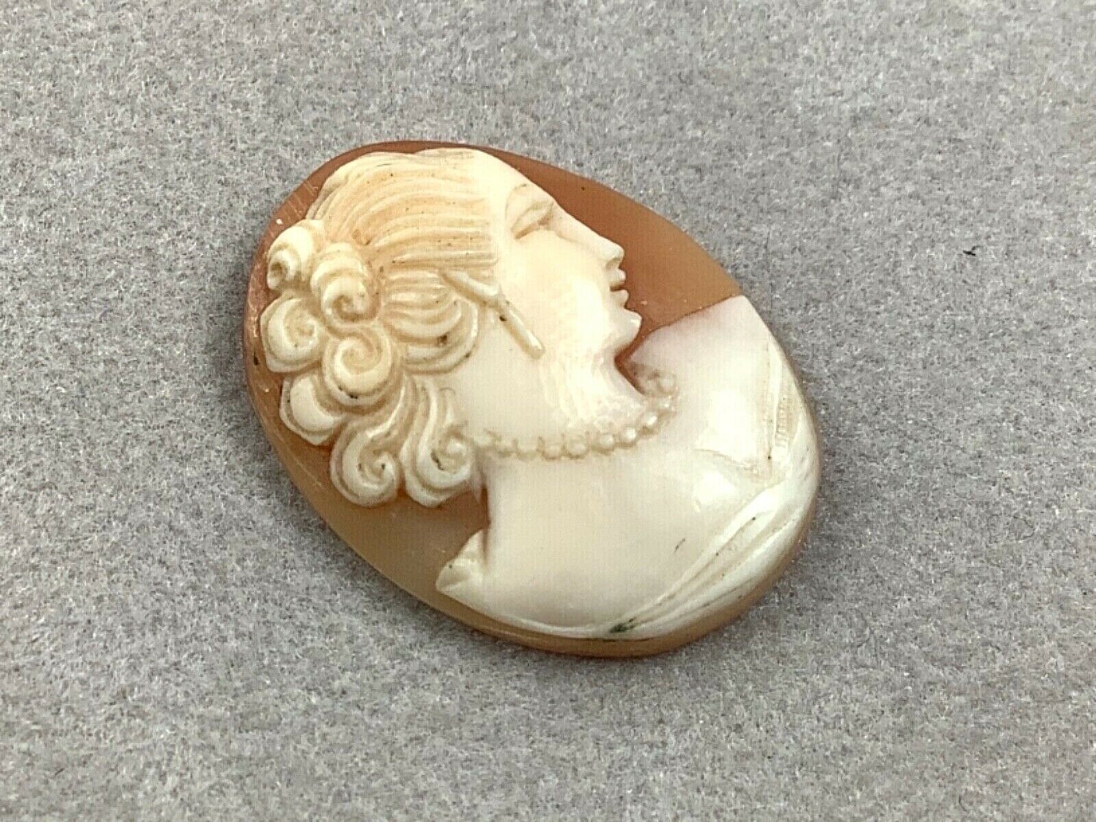 PROJECT PIECE Hand-Carved Right Facing Shell Cameo, No Bezel/Shell Only, 1” Tall