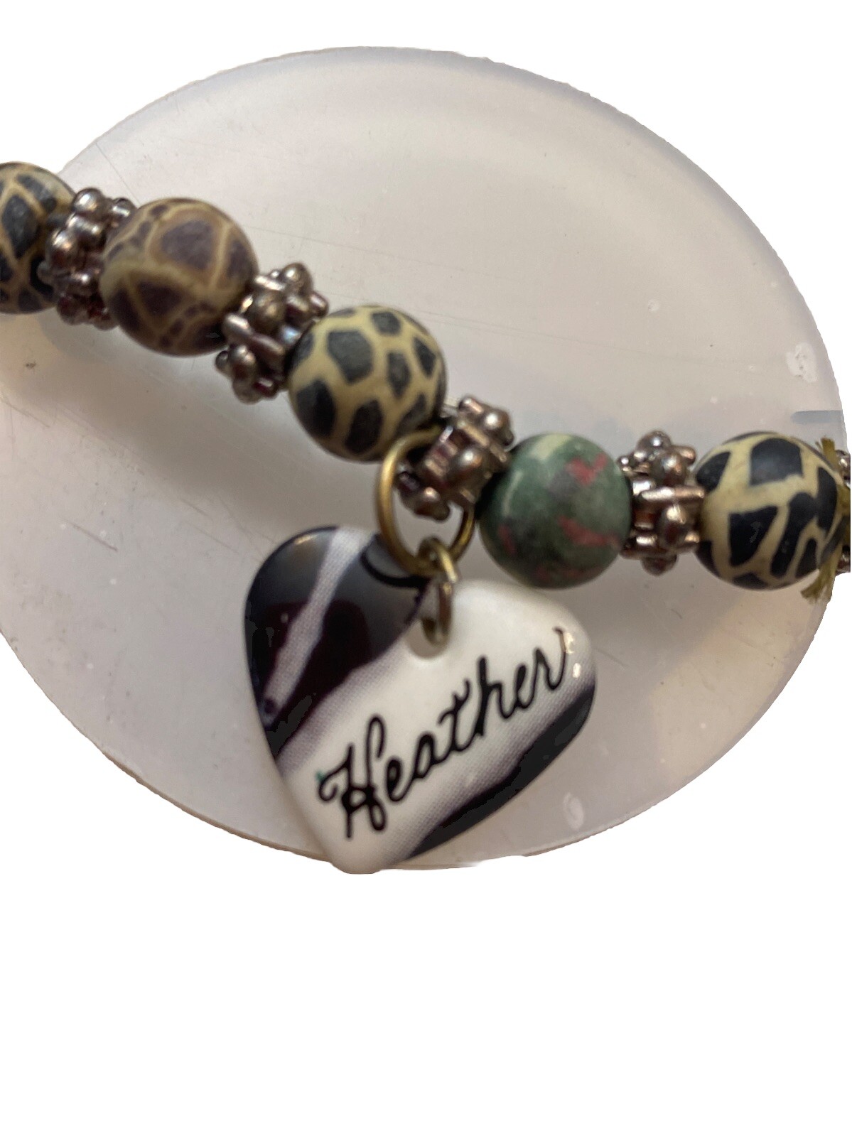 Charm Stretch Beaded Bracelet 7 Silver Heather