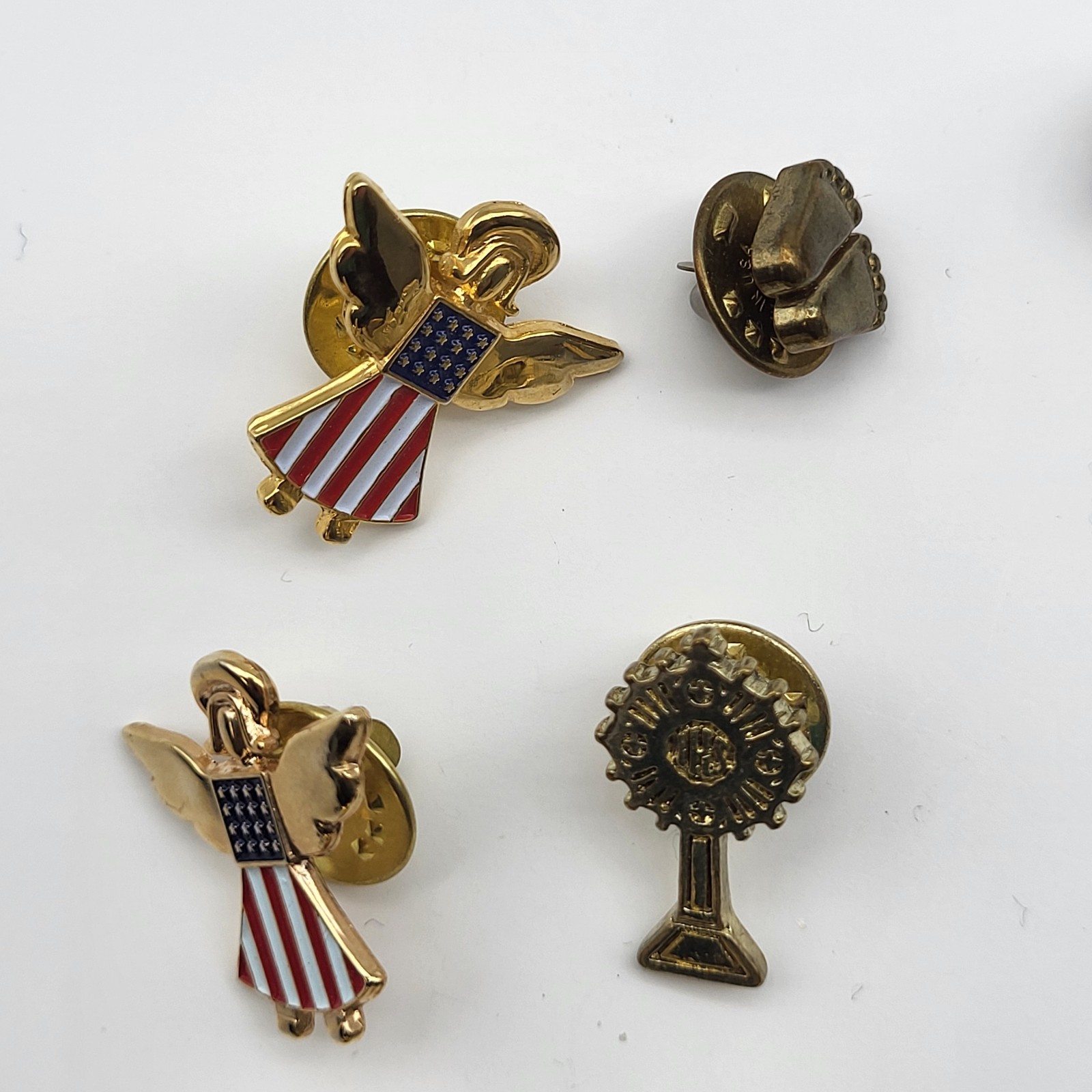 Vintage Christian Jewelry lit Angel pin Cross Pin Pendant Tie tacks lapel pins
