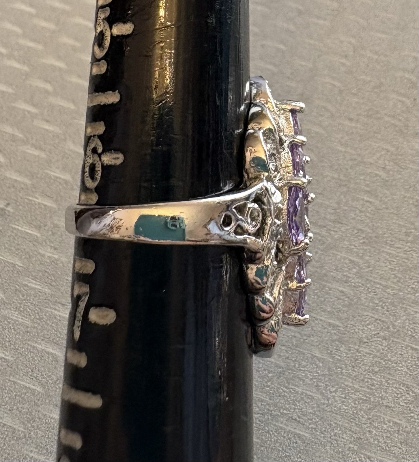 Vintage Sterling Silver Lavender Amethyst Marquise Gem Cluster Ring 925 size 6.5