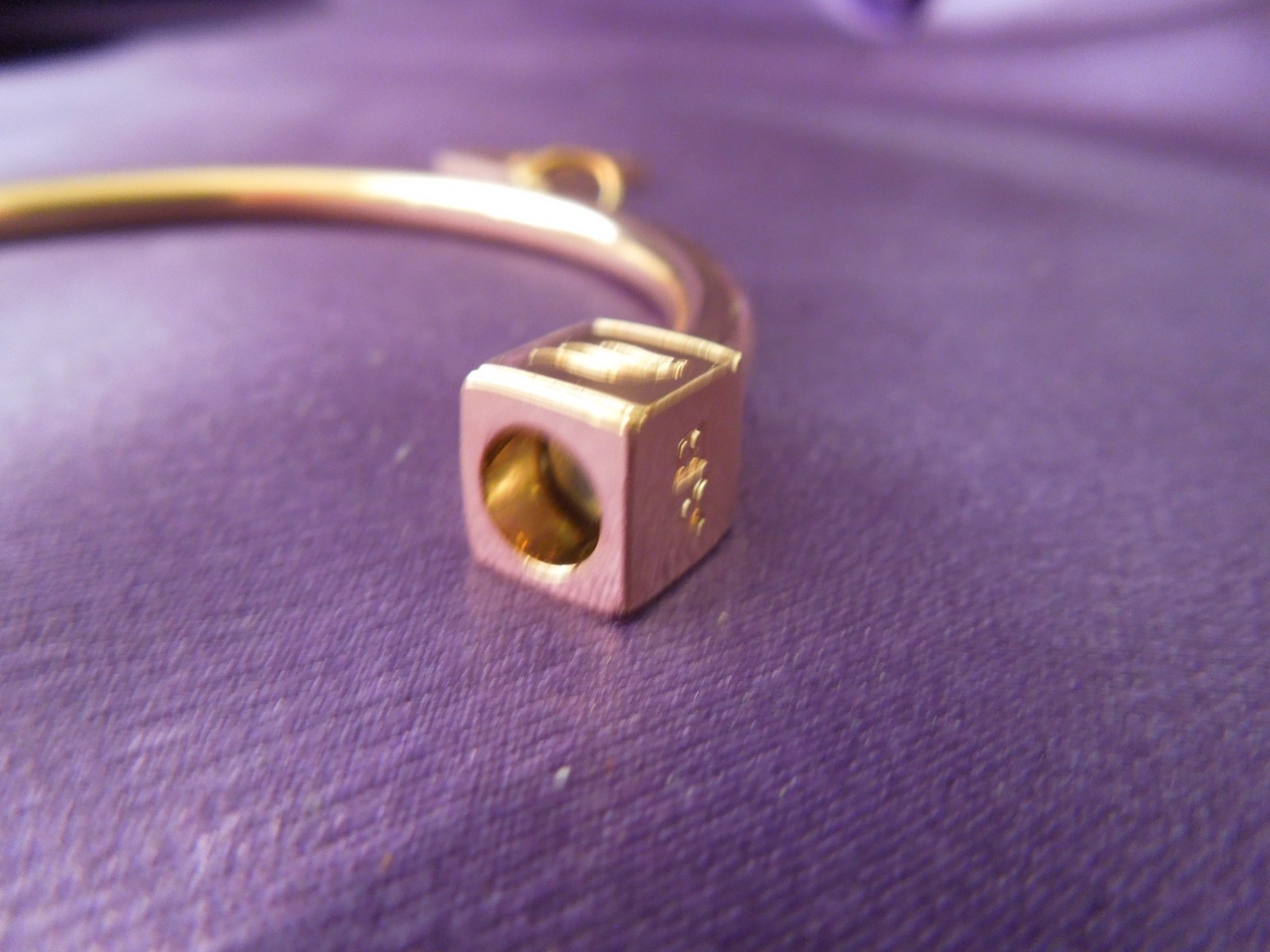 Ashley Bridget Artist Designed Gold Tone Bangle Bracelet W/ Charm