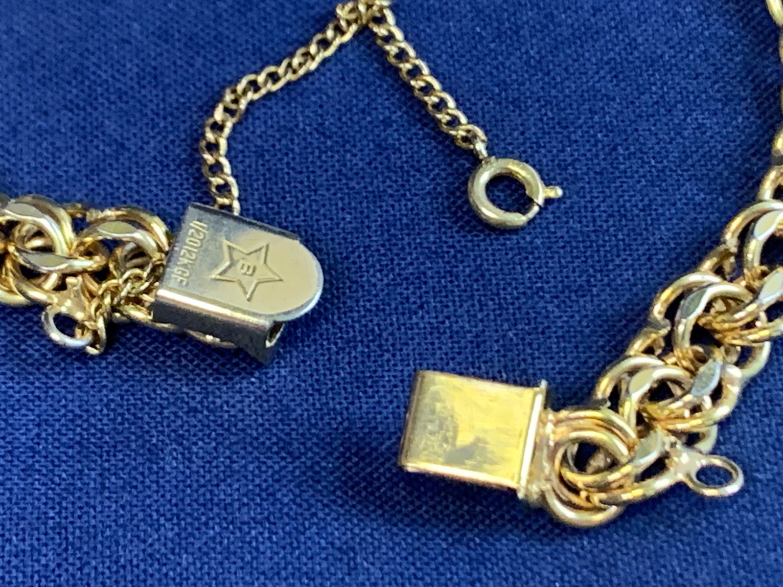 Vtg 1/20 12K Gold Filled BA Ballou Co Charm Bracelet 13.93g Jewelry 7.5″ Chain