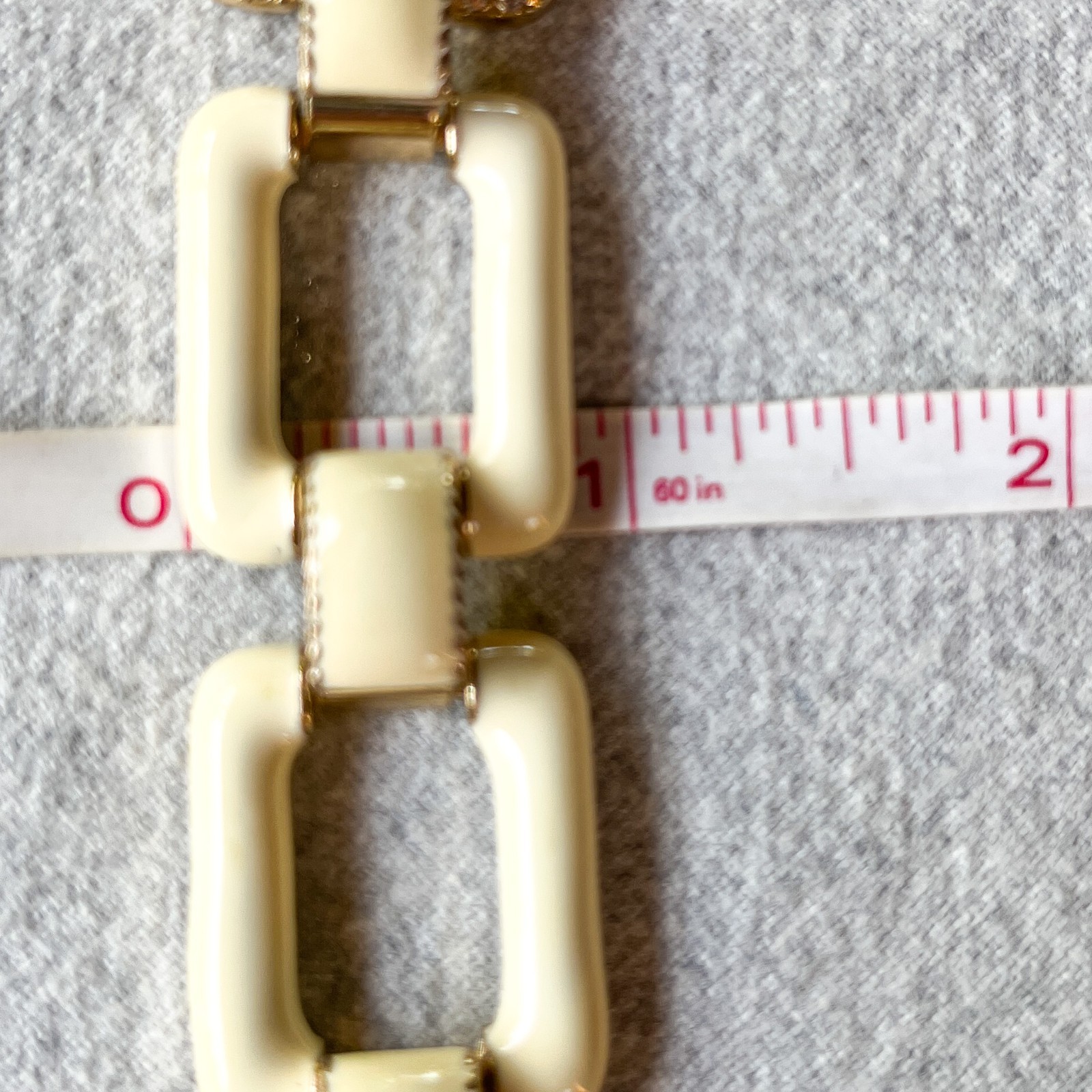 Vintage Ivory Enamel Gold Tone Link Bracelet Rhinestone Statement Chunky Deco