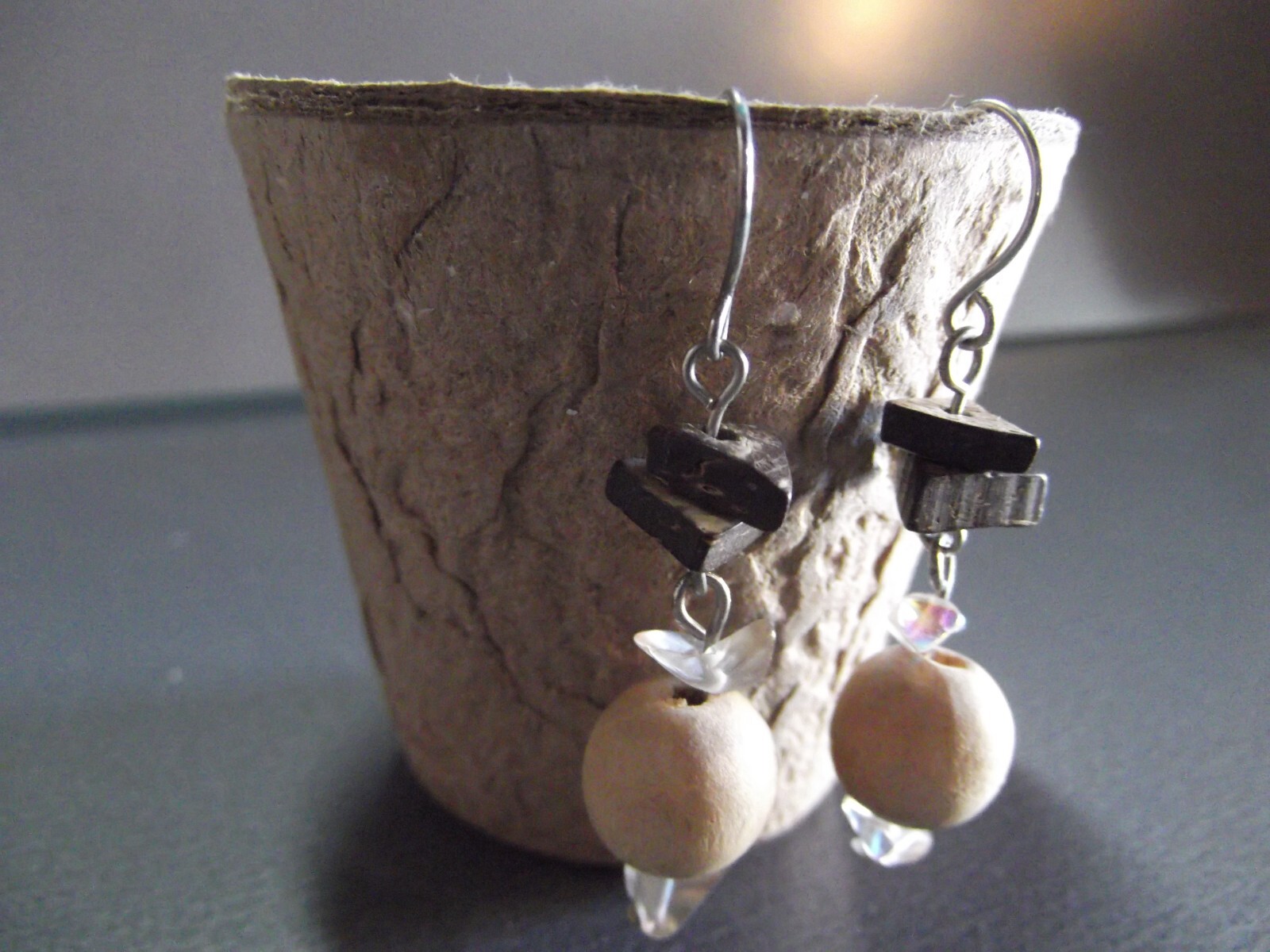 1 Pair Old 2″in Wood Different Shapes Danglers