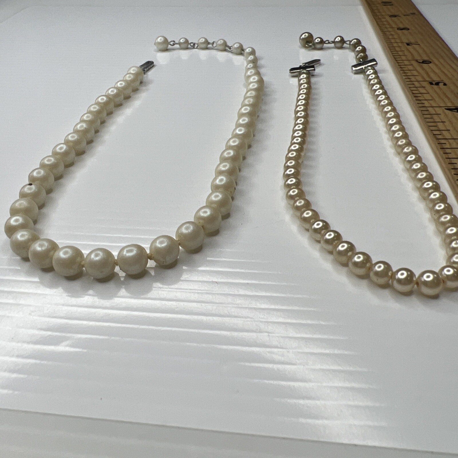 H3.26 Lot Silver Hook Clasp Choker 60s Glam Deco Vintage Flapper necklace 14”
