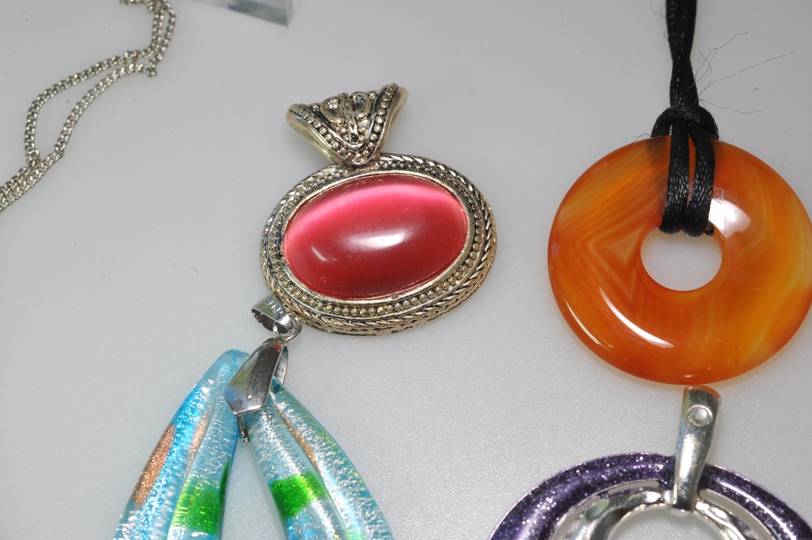 Pendant lot vtg to now variety jewelry craft or wear stone glass other PK27